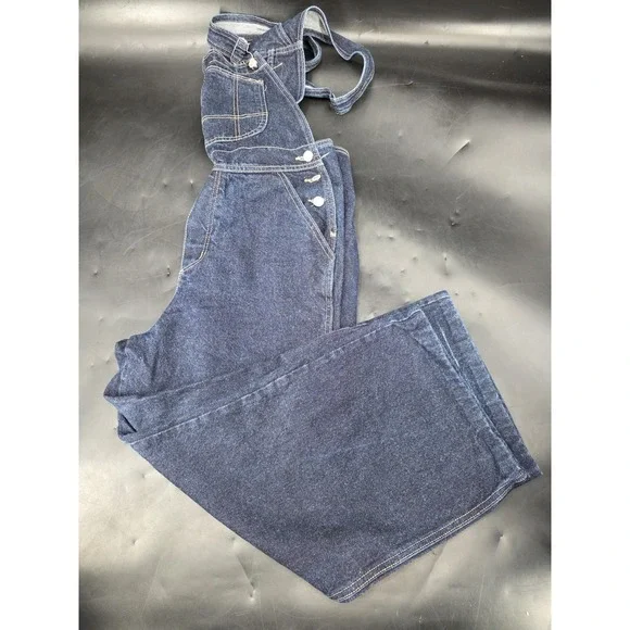 Vintage Hot & The Gang Blue Denim Overalls Jumpsuit Adult Large Made in USA - Picture 3 of 7